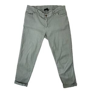 Hatch Cotton Flax Blend Cuffed Maternity Pants Green One Size (US 8-12) Summer